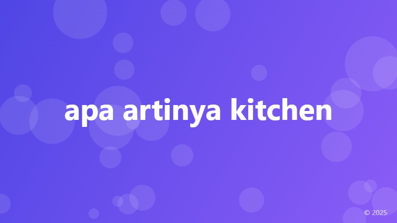 apa artinya kitchen